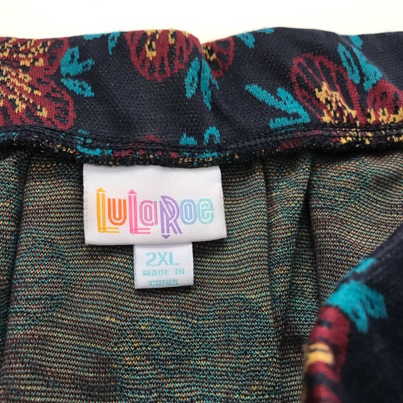 LuLaRoe Madison Pleated Skirt Navy Floral Sz 2XL - Picture 3 of 3